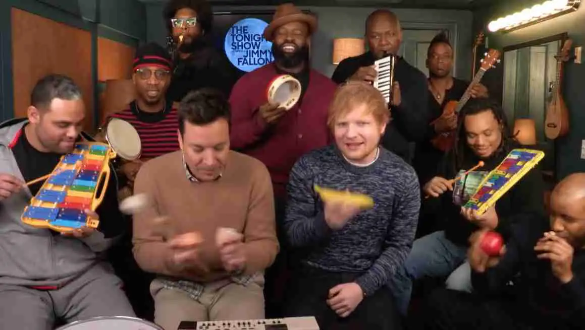 Te gek: Jimmy Fallon, Ed Sheeran en The Roots zingen 'Shape of you'