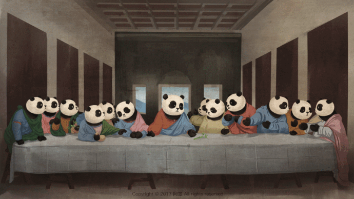 Haha! Wereldberoemde schilderijen maar dan met panda's