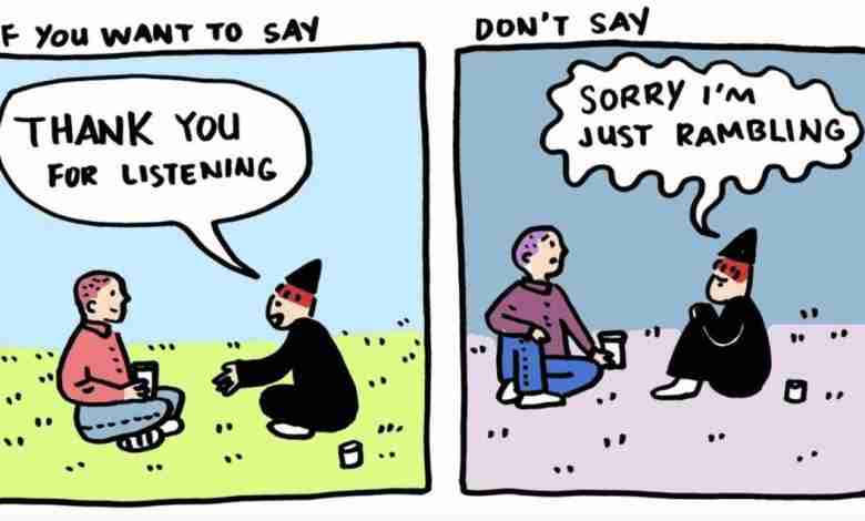 Een hele herkenbare striptekening voor mensen die te vaak sorry zeggen