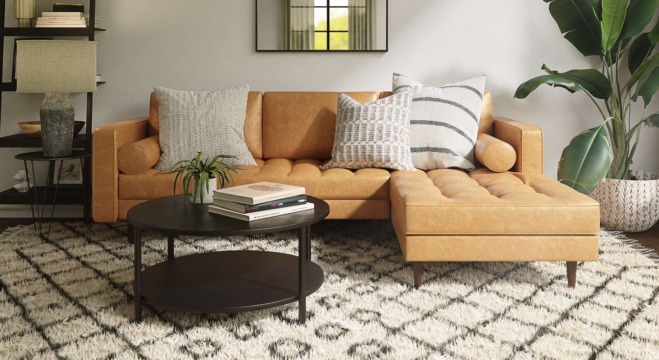 woonkamer-cognac-bank-wit-vloerkleed