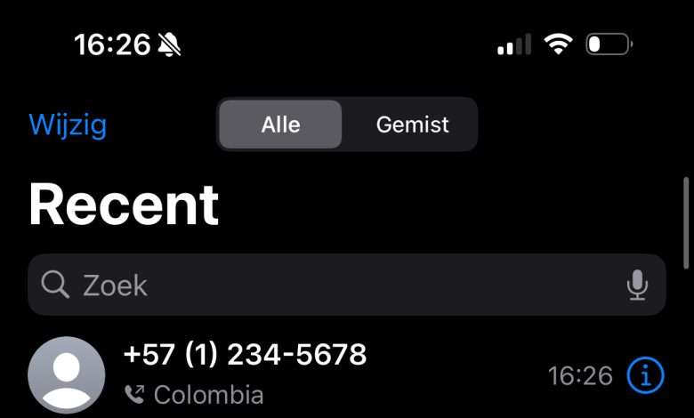 Oproep Gemist Colombiaans Nummer 57