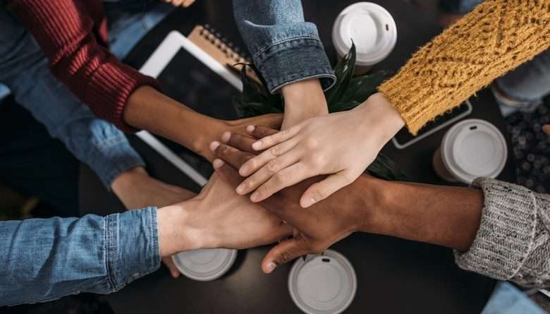 Team Werk Handen Op Elkaar