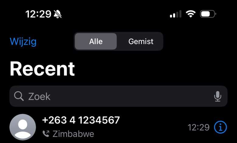Zimbabwe Telefoonnummer Gesprek Gemist 263