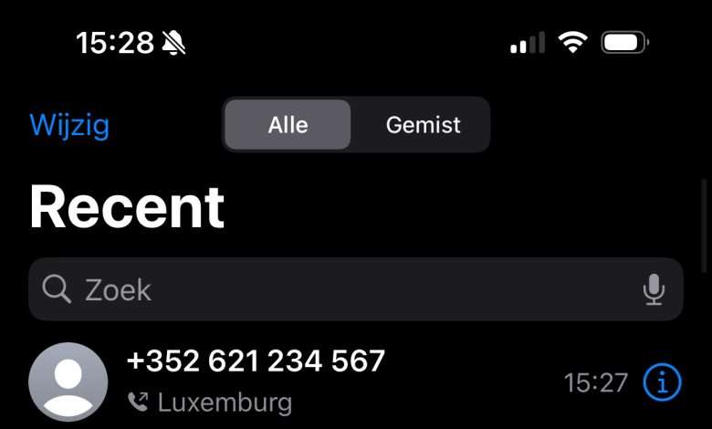 Oproep Gemist 352 Telefoonnummer Luxemburg