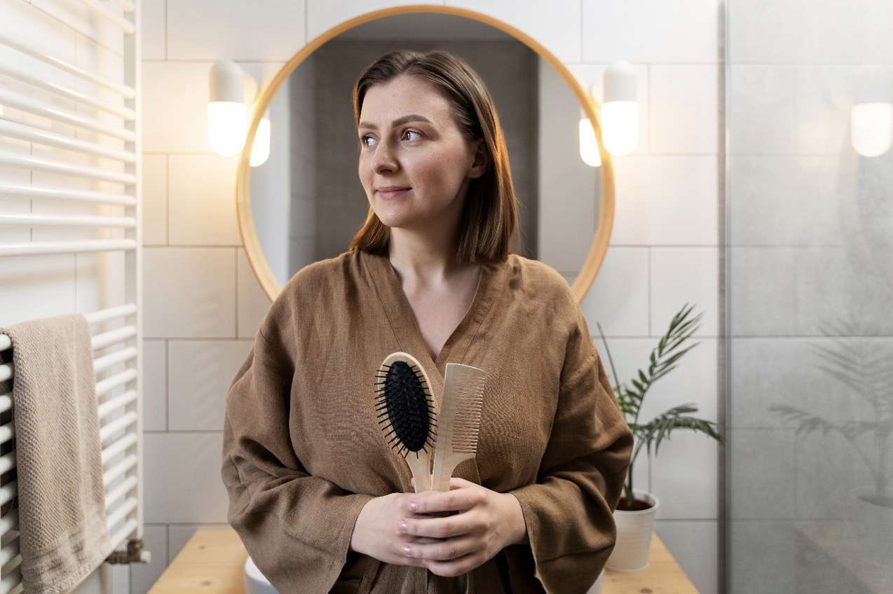 Vrouw In De Badkamer