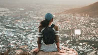 Vrouw Op Berg Kaapstad